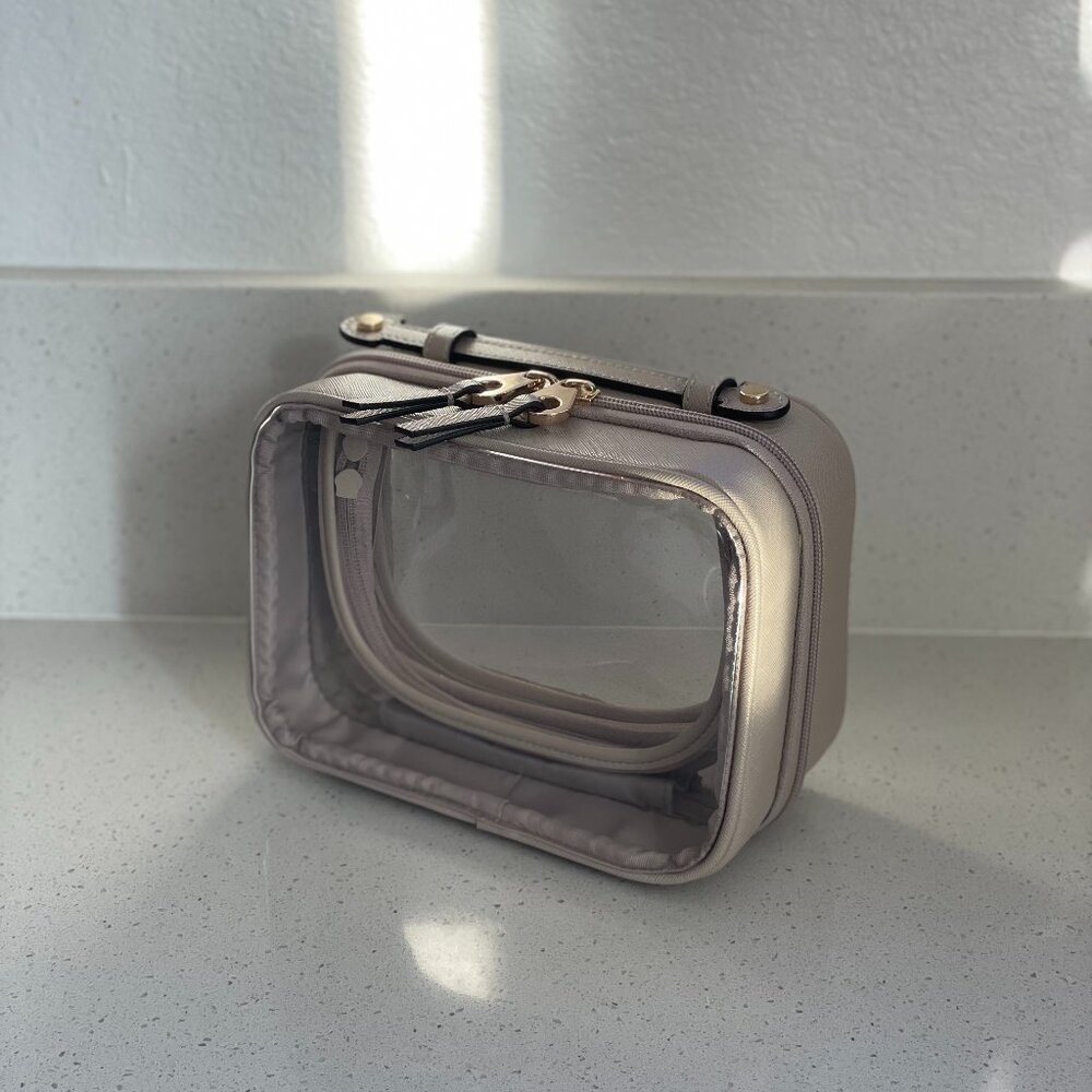 NEW Calpak Small Clear Cosmetics Case - “Stone”